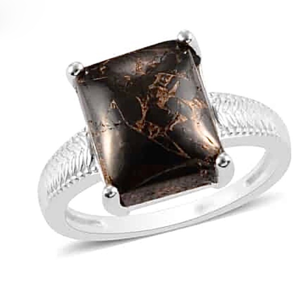 Matrix Silver sz 11 Shungite Solitaire Ring in Sterling Silver 3.90 ctw